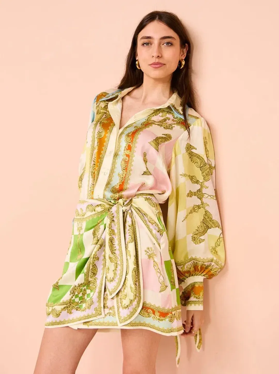 Alemais Checkmate Silk Mini Dress Multi Size AU 10 for rent on The Volte - main image