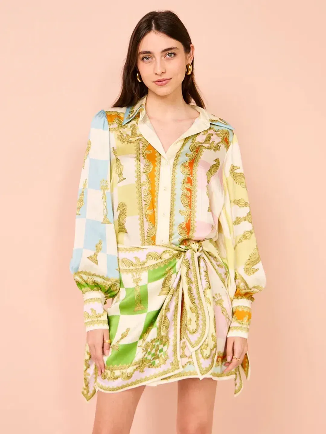 Alemais Checkmate Silk Mini Dress Multi Size AU 10 for rent on The Volte - main image