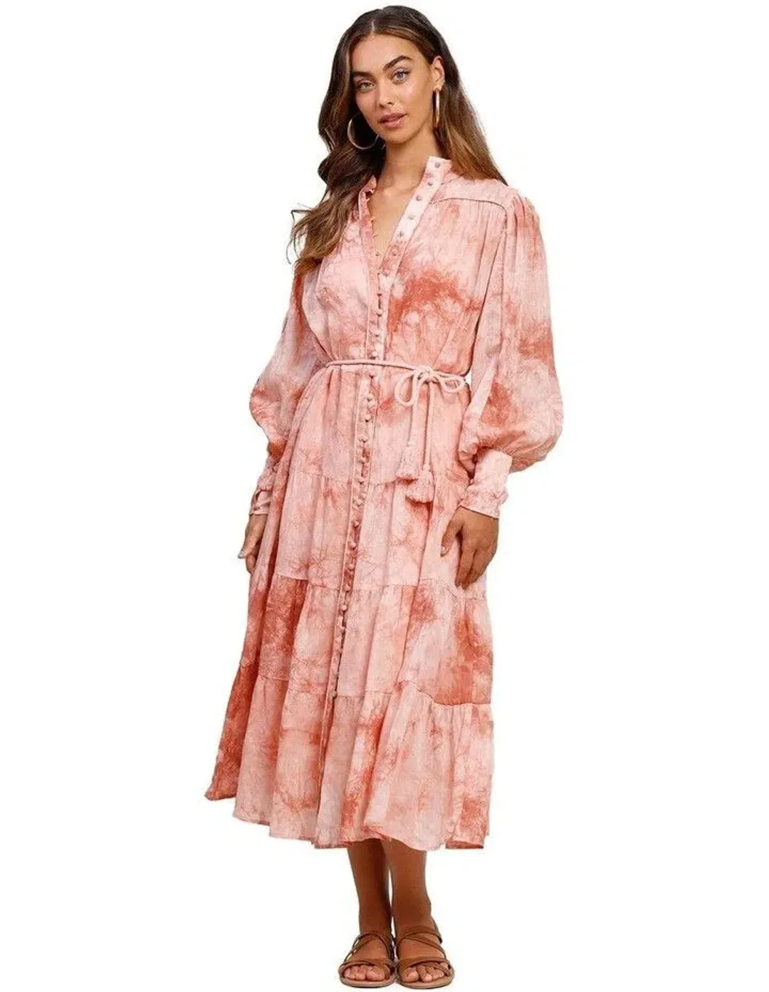 Ministry of Style High Tide Tie Dye Midi Dress Print Size AU 8 for rent on The Volte - main image