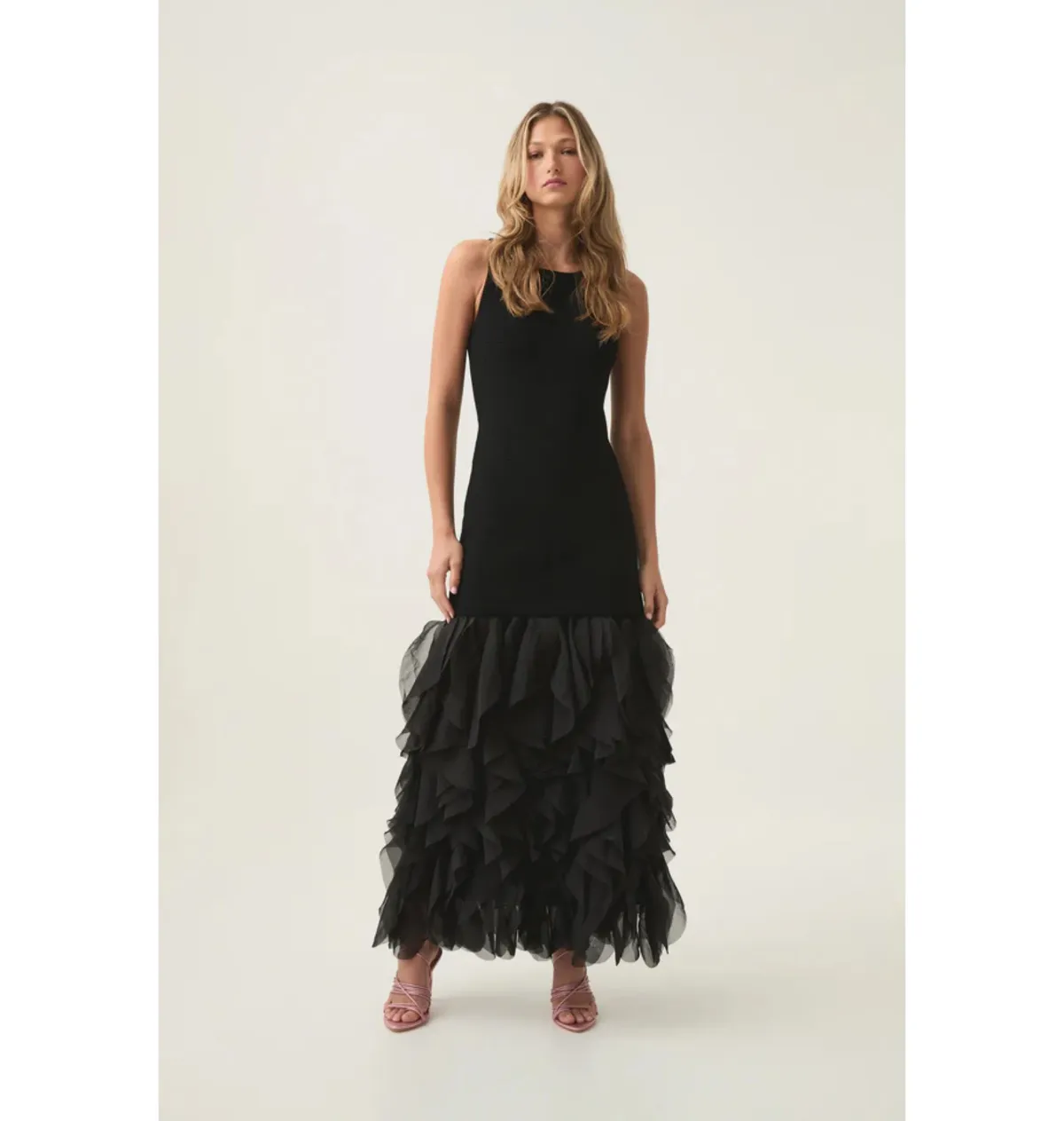 Aje Elations Knit Maxi Dress Black Size AU 8  for rent on The Volte - main image