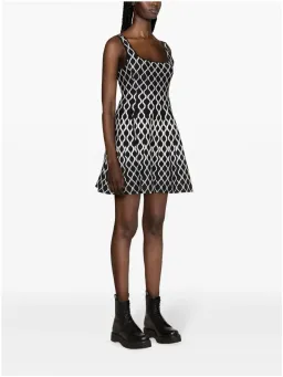 Maje Pattern Jacquard Flared Mini Dress Black/White Size 8 for rent on The Volte - image 2