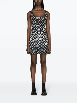 Maje Pattern Jacquard Flared Mini Dress Black/White Size 8 for rent on The Volte - image 1