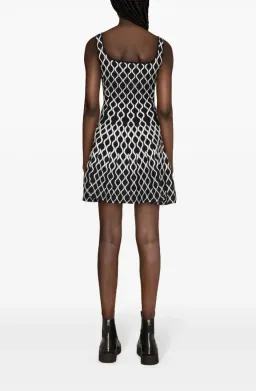 Maje Pattern Jacquard Flared Mini Dress Black/White Size 8 for rent on The Volte - image 3