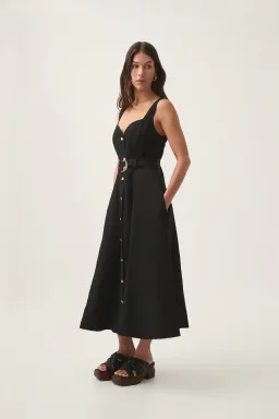 Aje Clay Belted Midi Dress Black Size 8 for rent on The Volte - image 2