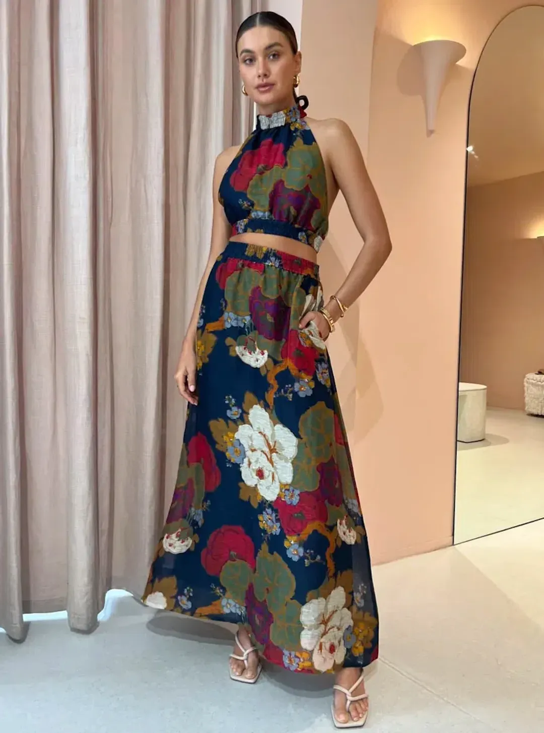 Sir the Label Bonita Halter Top and Maxi Skirt Set Floral Size 6 for rent on The Volte - main image