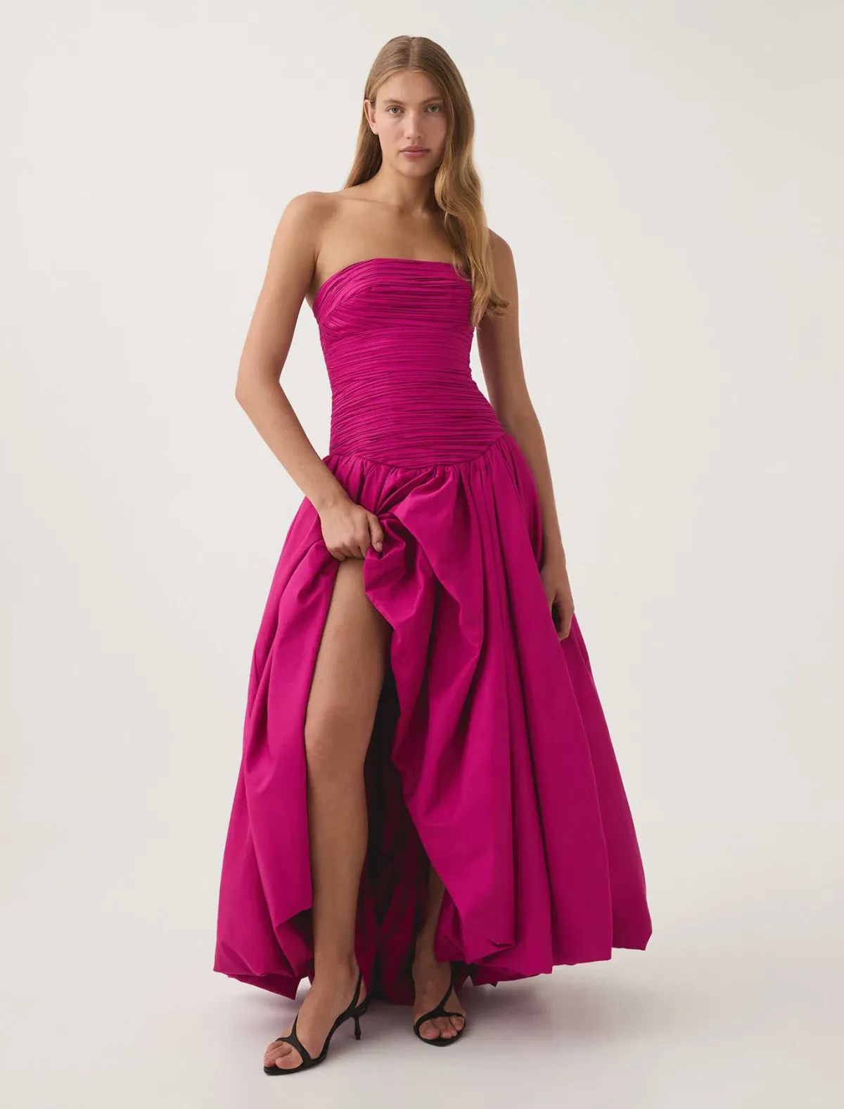 Aje Violette Bubble Hem Maxi Dress in Deep Magenta Size AU 6 for rent on The Volte - main image