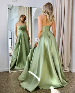 Nicoletta Paola Strapless Gown Pistachio Size 10 for rent on The Volte - image 2