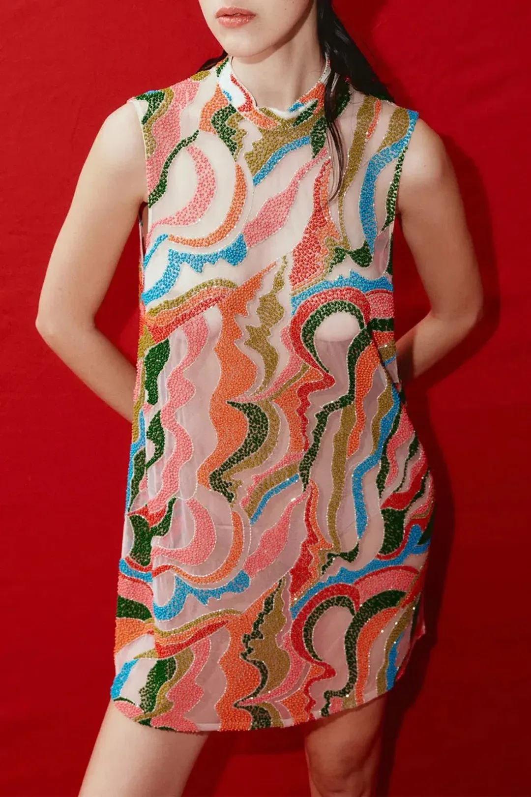 Alemais The Five Bead Embellished Mini Dress Multi Size 10 AU for rent on The Volte - main image