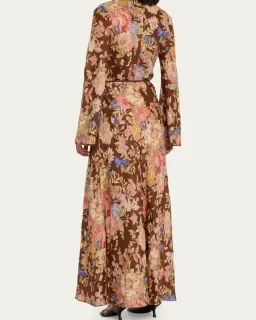 Zimmermann August Bias Maxi Dress Chocolate Floral Size 4 / AU 16 for rent on The Volte - image 5