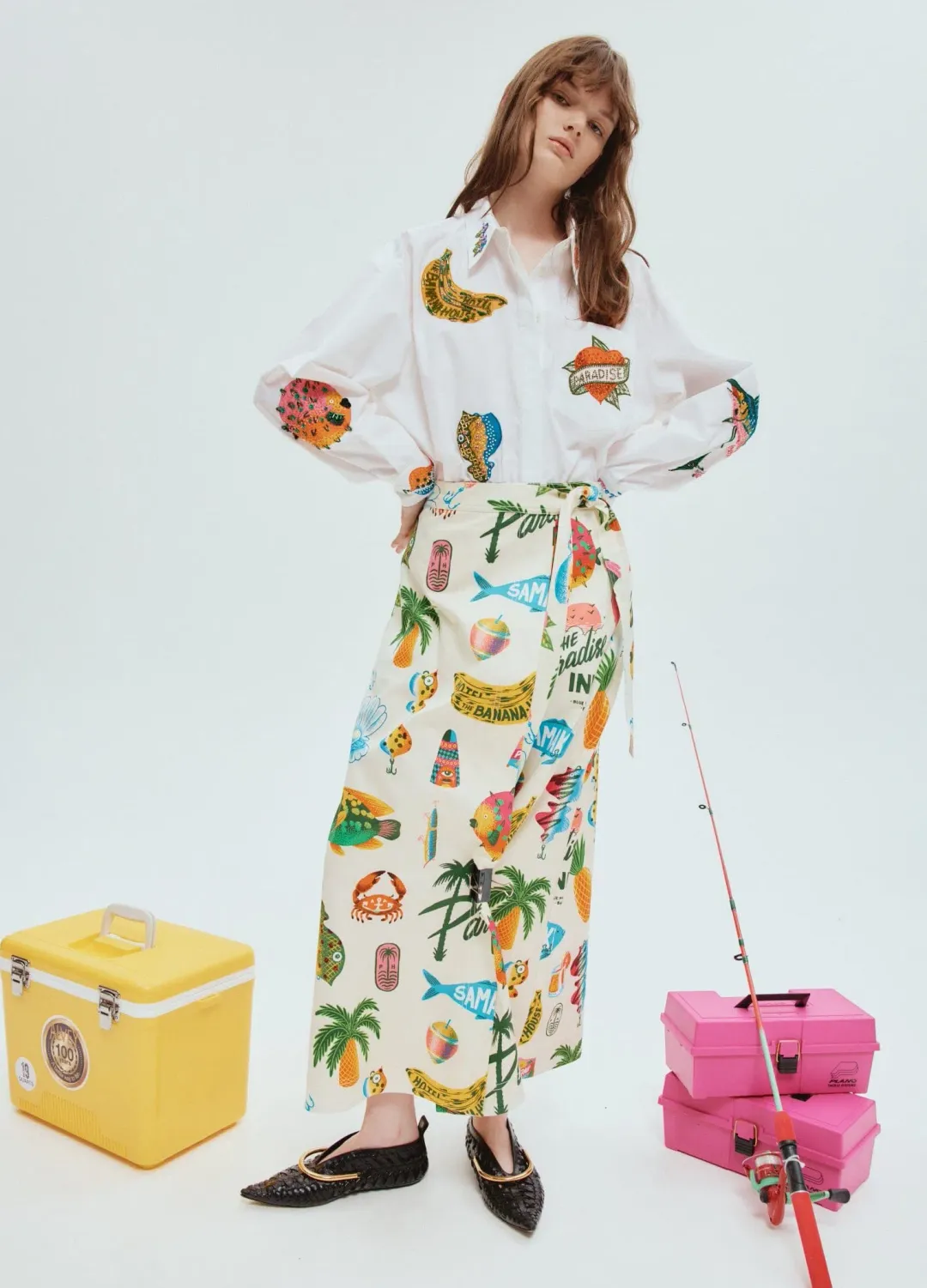 Alemais Clam Embroidered Shirt Print Size 12 for rent on The Volte - main image