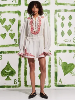Alemais Hearts Embroidered Shirt and Short Set White Size AU 16 for rent on The Volte - image 1