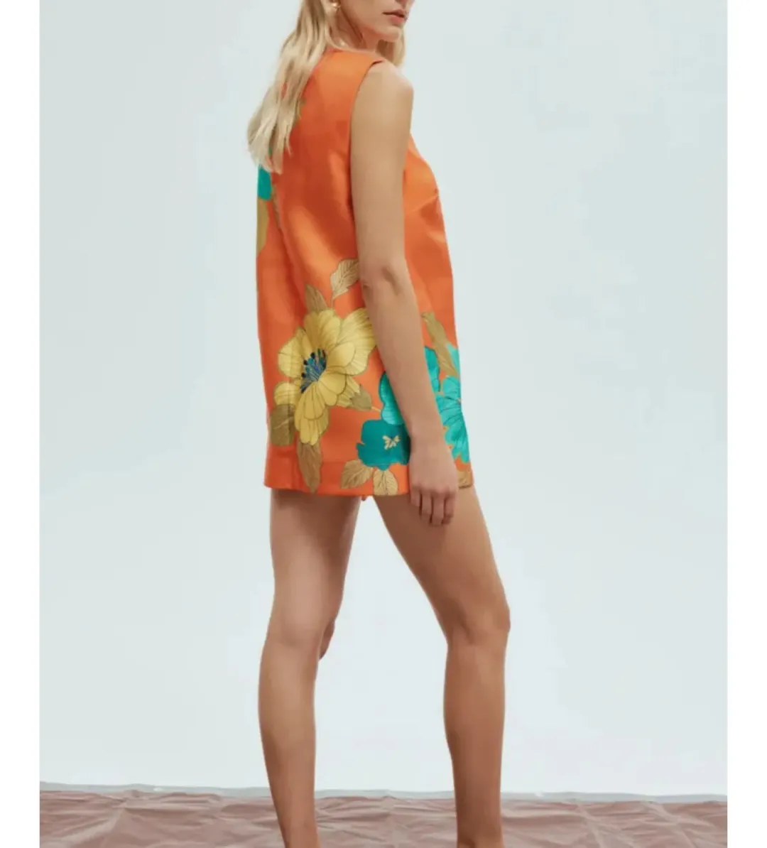 Alemais Piato Mini Dress Orange/Floral Size 12 for rent on The Volte - main image