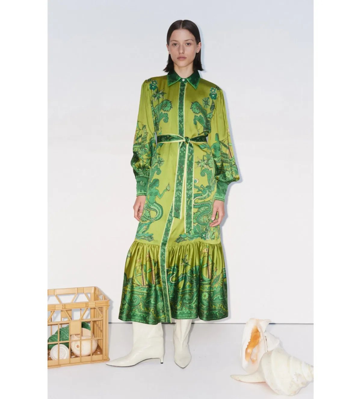 Alemais Solaris Shirtdress Olive Size 14 for rent on The Volte - main image