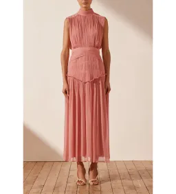 Shona Joy Lauren High Neck Midi Dress Blush Size 10 for rent on The Volte - image 1