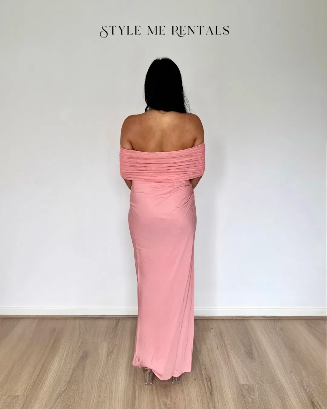 Benni Nico Off Shoulder Maxi Dress Candyfloss Size 8 for rent on The Volte - main image