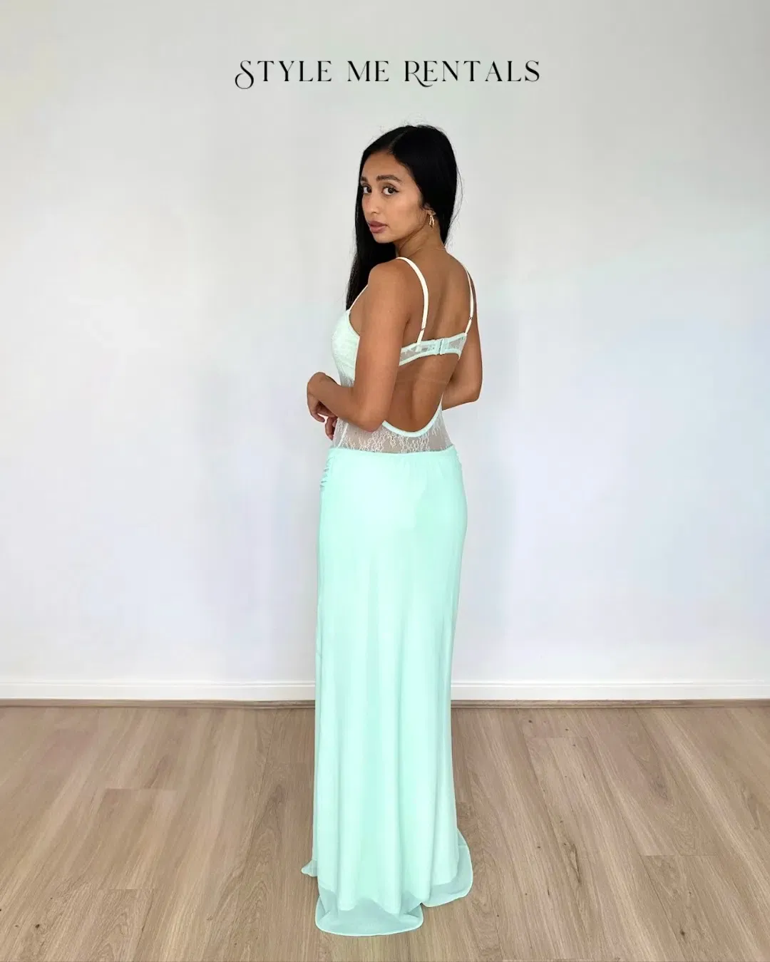 Benni Gabriel Maxi Dress Turquoise Sorbet Size 8 for rent on The Volte - main image