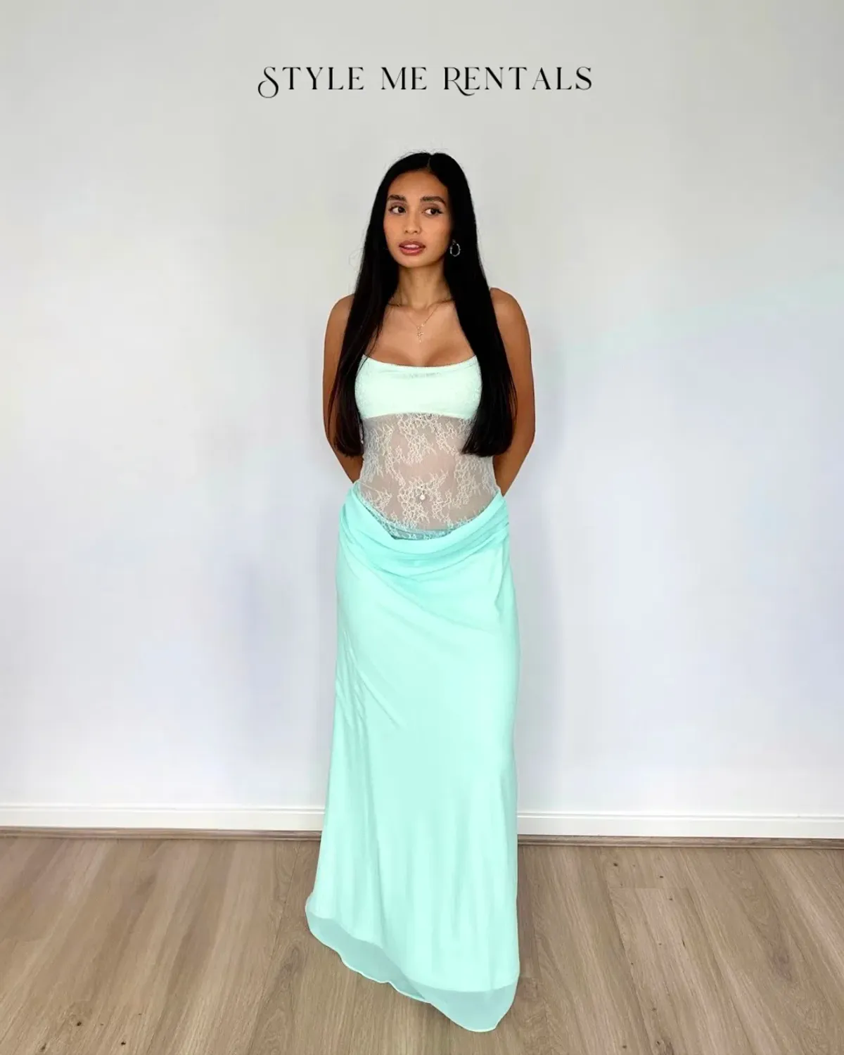 Benni Gabriel Maxi Dress Turquoise Sorbet Size 8 for rent on The Volte - main image