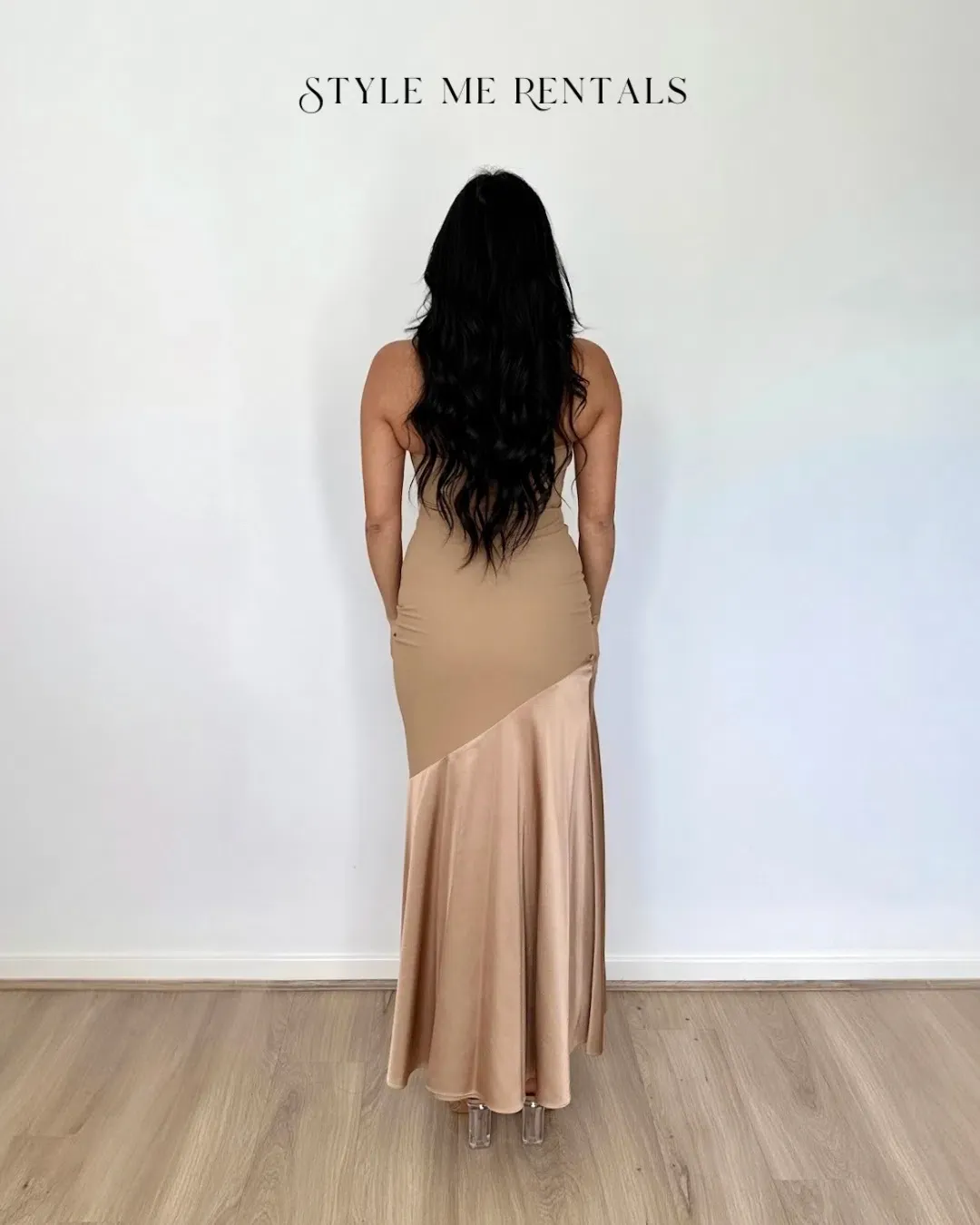 Bianca and Bridgett Tahlia Strapless Maxi Dress Beige Size 6 for rent on The Volte - main image