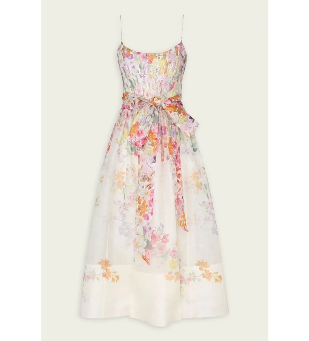 Zimmermann Natura Corset Midi Dress Kaleidoscope Garden Size 1/AU 10  for rent on The Volte - main image
