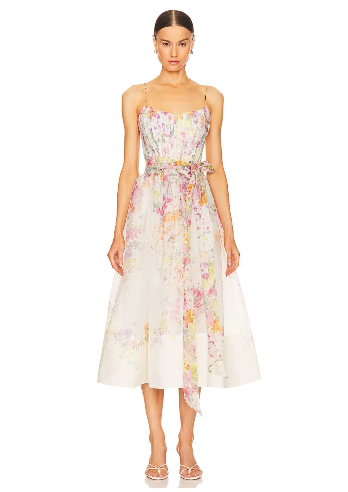 Zimmermann Natura Corset Midi Dress Kaleidoscope Garden Size 3 / AU 14 for rent on The Volte - main image