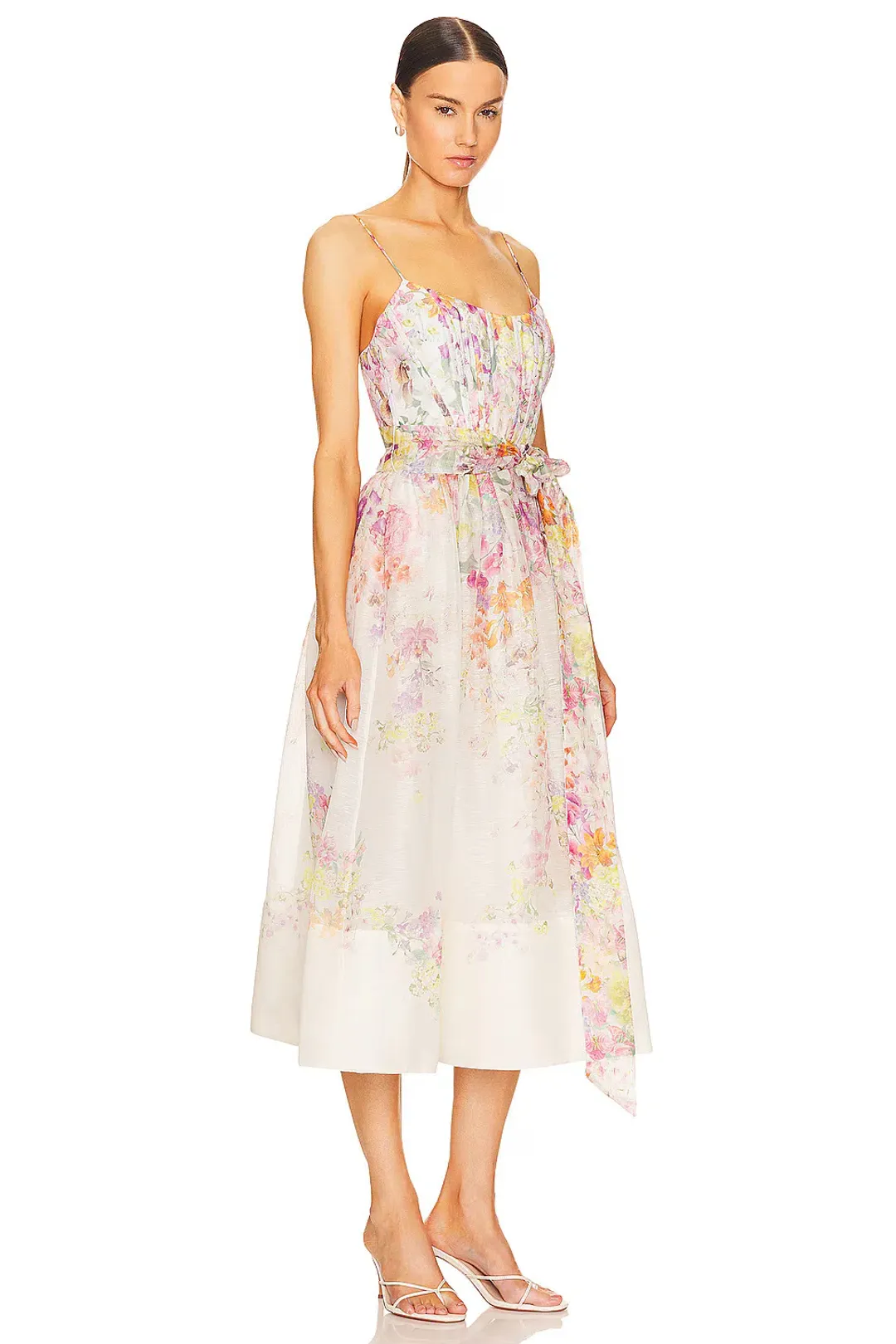 Zimmermann Natura Corset Midi Dress Kaleidoscope Garden Size 3 / AU 14 for rent on The Volte - main image