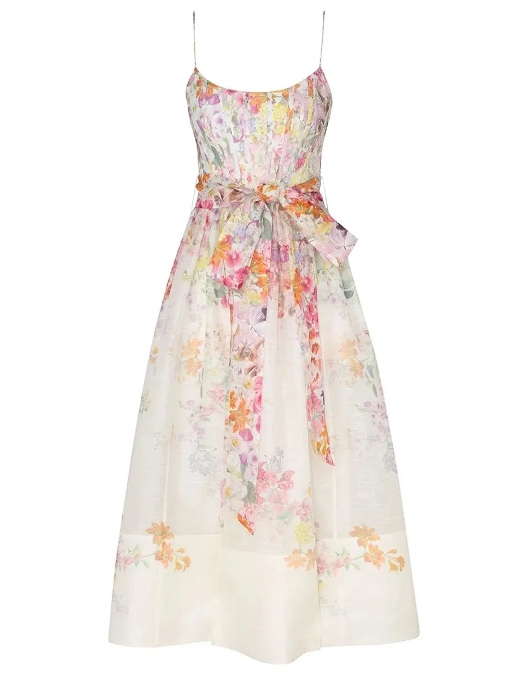 Zimmermann Natura Corset Midi Dress Kaleidoscope Garden Size 3 / AU 14 for rent on The Volte - main image