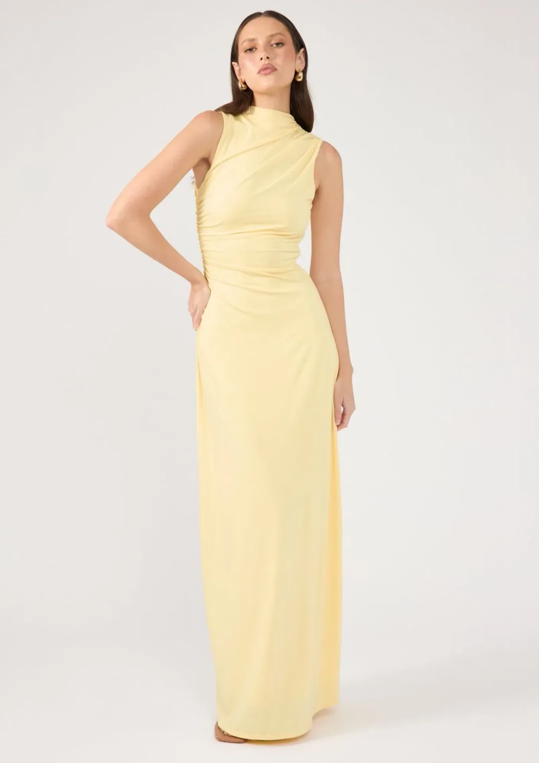 Perfect Stranger Rosewood High Neck Maxi Dress Lemon Size XL / AU 14 for rent on The Volte - main image