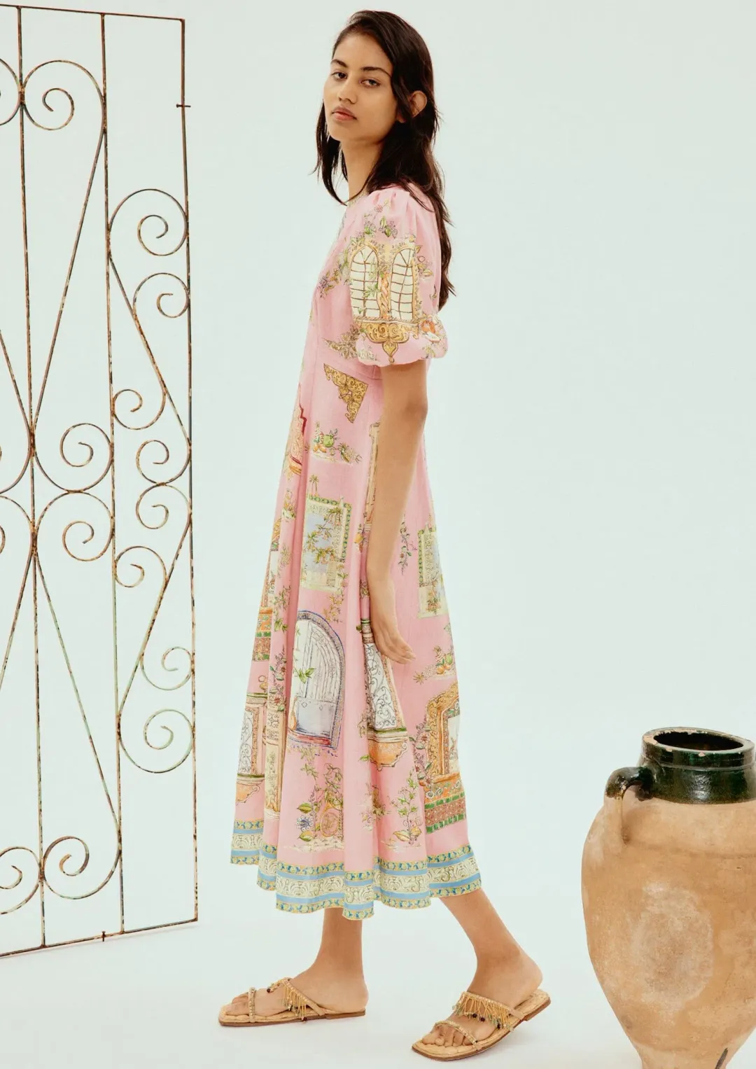 Alemais Monte Midi Dress Pink Size 14 for rent on The Volte - main image