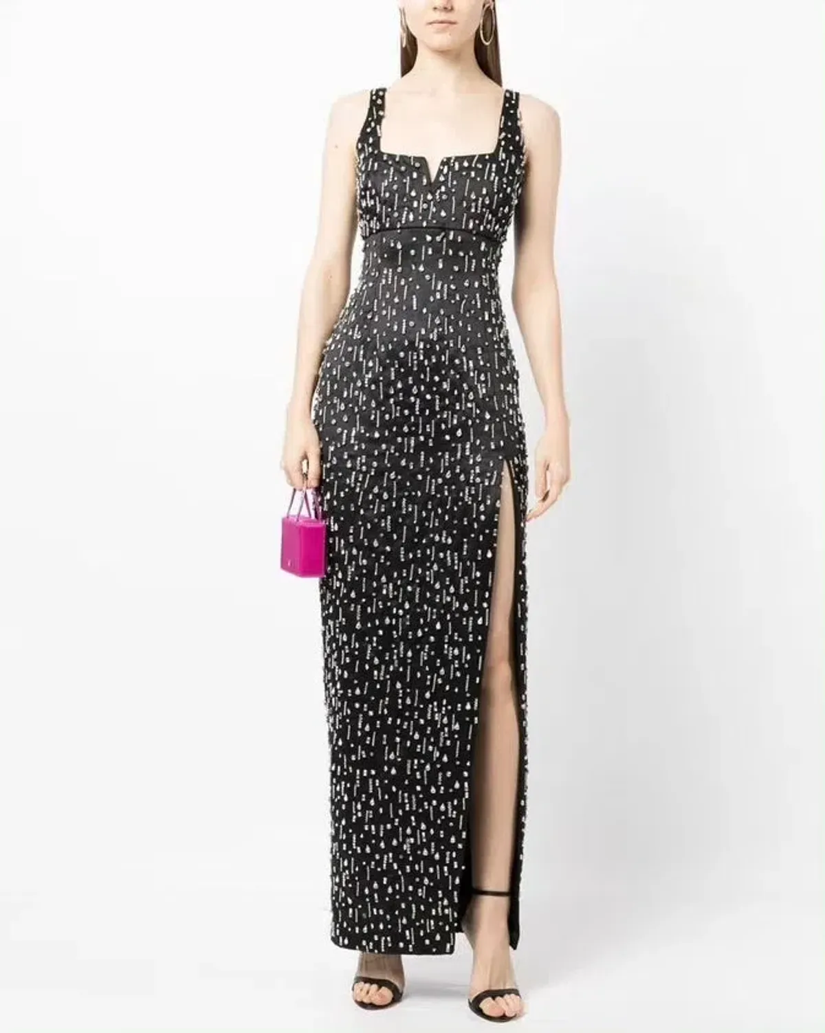 Rachel Gilbert Emile Crystal Embellished Sleeveless Gown Black Size 10 for rent on The Volte - main image