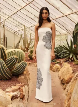 Rebecca Vallance Layana Strapless Embellished Gown Ivory Size 8 for rent on The Volte - image 1