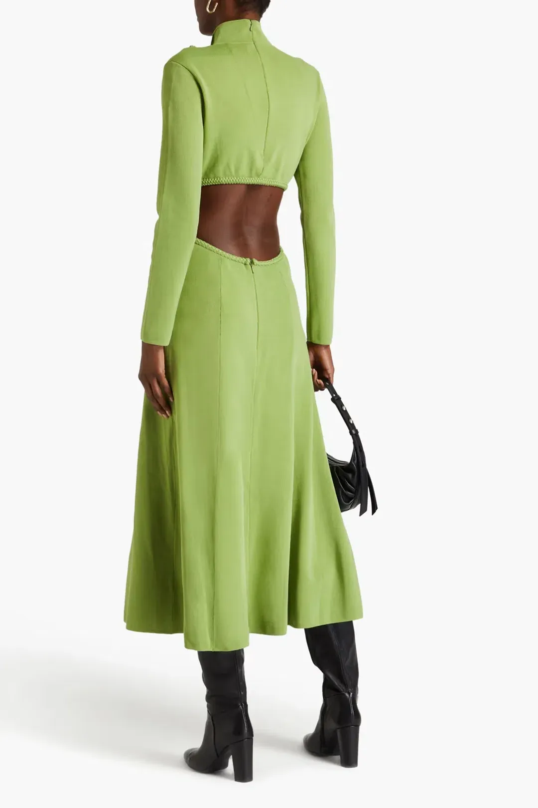 Aje Amelie Braided Cut Out Knit Midi Dress Green Size XL / AU 14 for rent on The Volte - main image