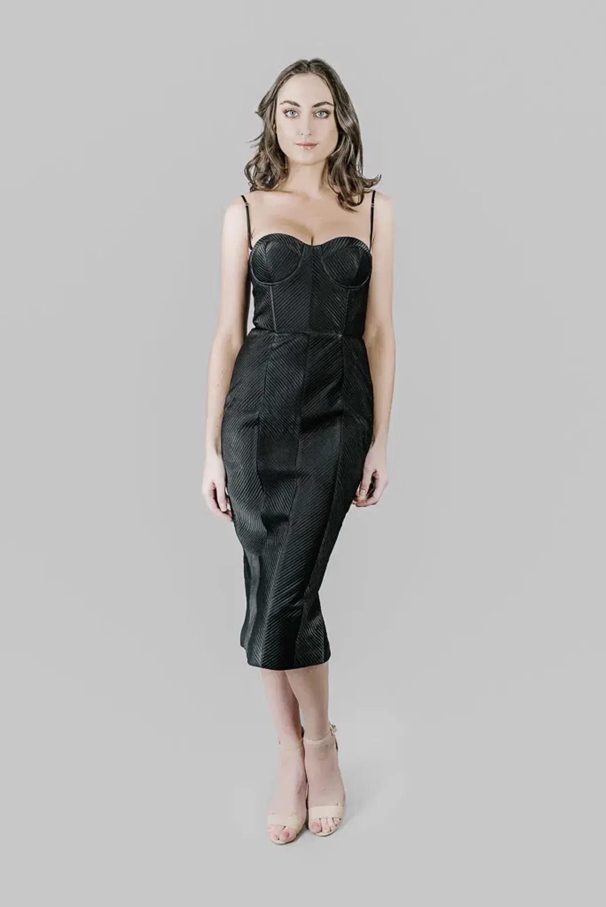 Misha Byanca Corset Midi Dress Black Size 6/XS for rent on The Volte - main image