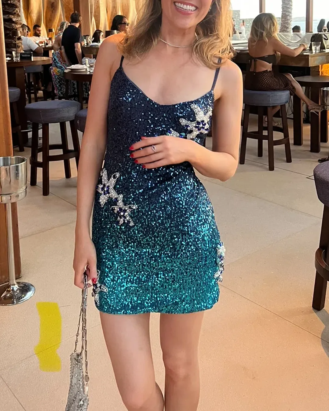 Patbo Mykonos Sequin Mini Dress Blue Ombre Size 6 for rent on The Volte - main image