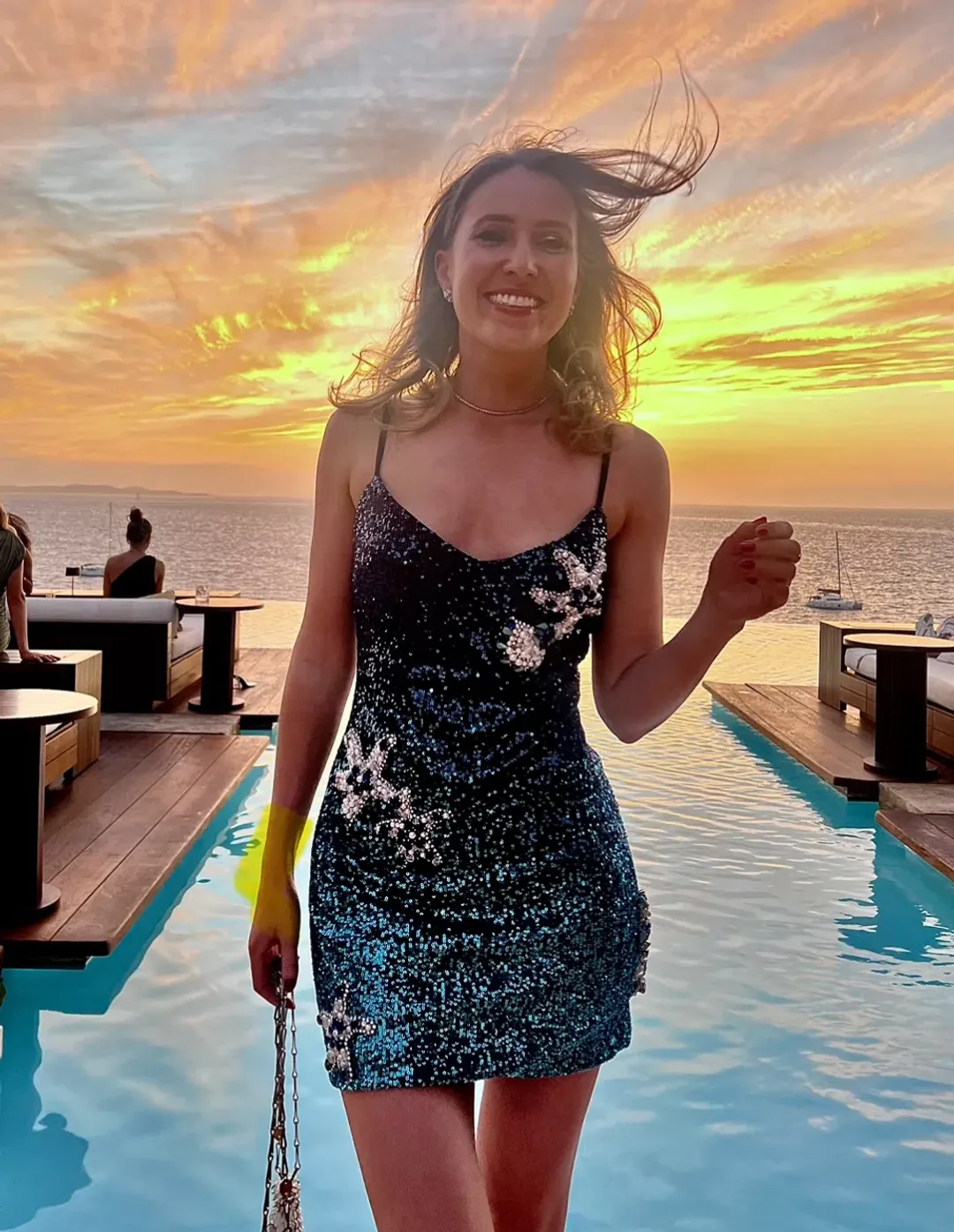 Patbo Mykonos Sequin Mini Dress Blue Ombre Size 6 for rent on The Volte - main image