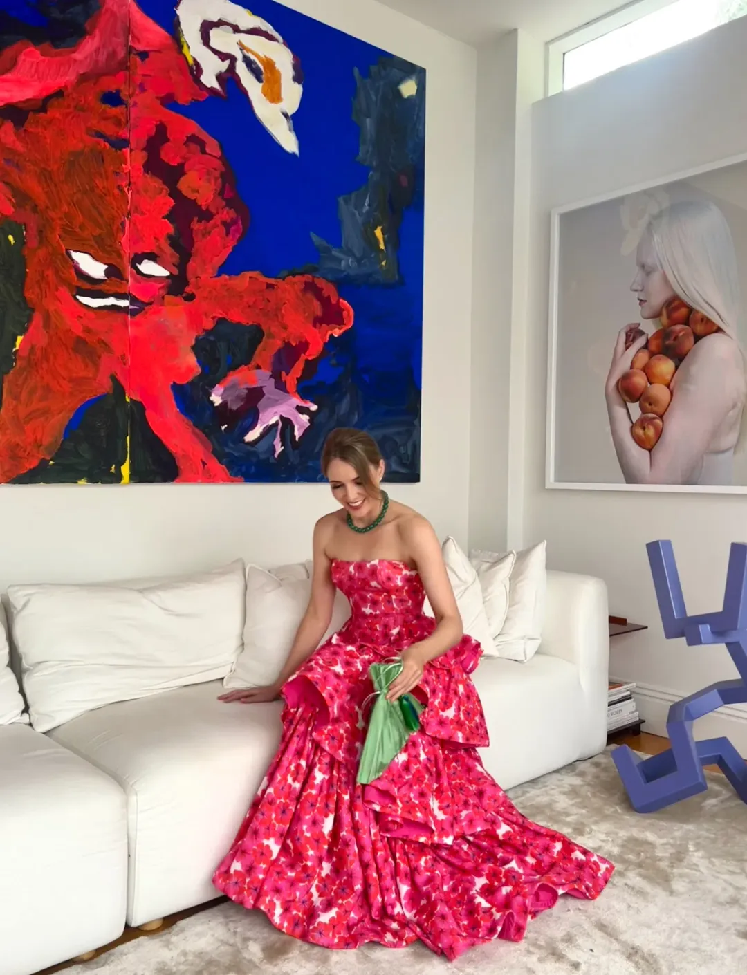 Spring Affair Strapless Tiered Ruffled Gown Bloom Floral Print Size 8 for rent on The Volte - main image