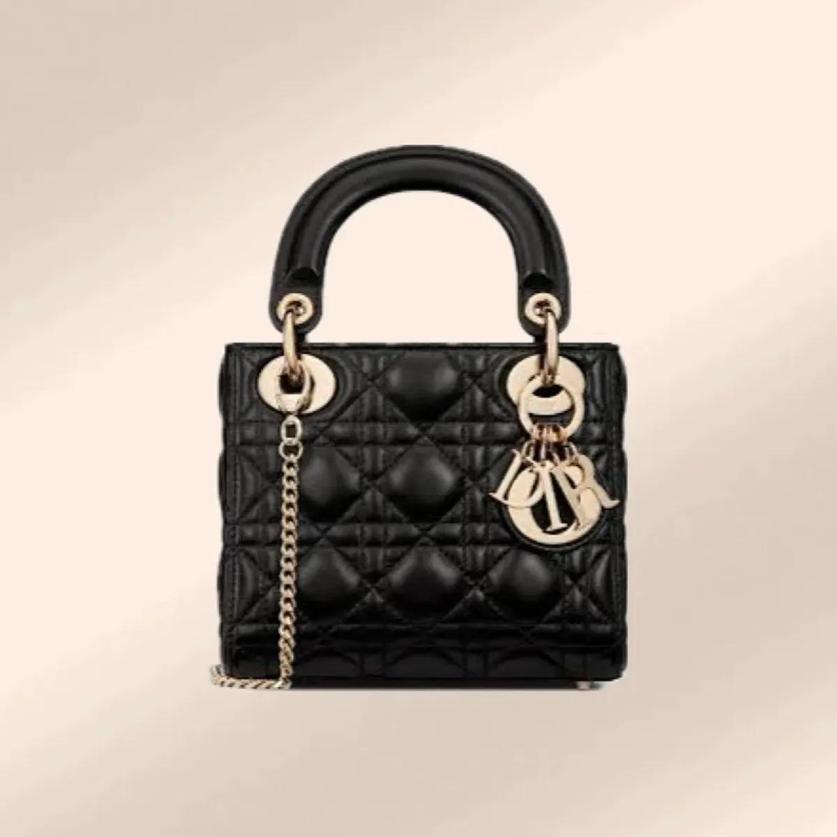 Christian Dior Mini Lady Dior Black Cannage Lambskin for rent on The Volte - main image