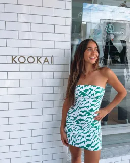 Kookai Jamila Green White Strapless Mini Dress Multi Size AU 10 for rent on The Volte - image 7