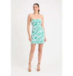 Kookai Jamila Green White Strapless Mini Dress Multi Size AU 10 for rent on The Volte - image 1