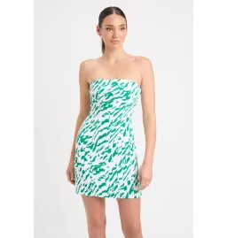 Kookai Jamila Green White Strapless Mini Dress Multi Size AU 10 for rent on The Volte - image 2