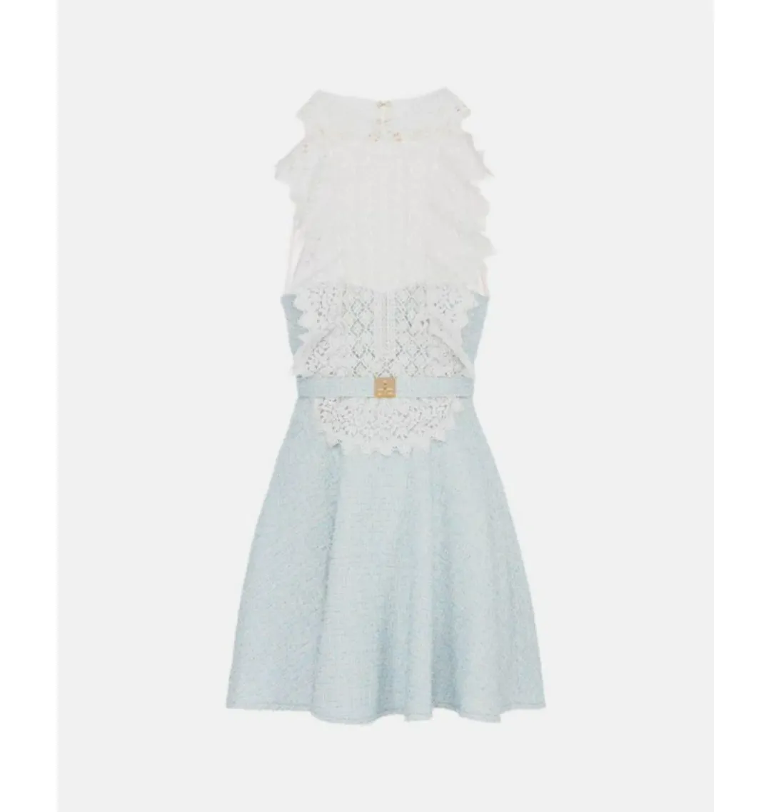 Elisabetta Franchi Lace Neck Short Dress Blue Size 0 / AU 6, Italian 38 for rent on The Volte - main image