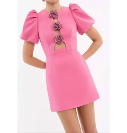 Rebecca Vallance Aubree Flower Mini Dress in Rose Size AU 12 for rent on The Volte - image 3
