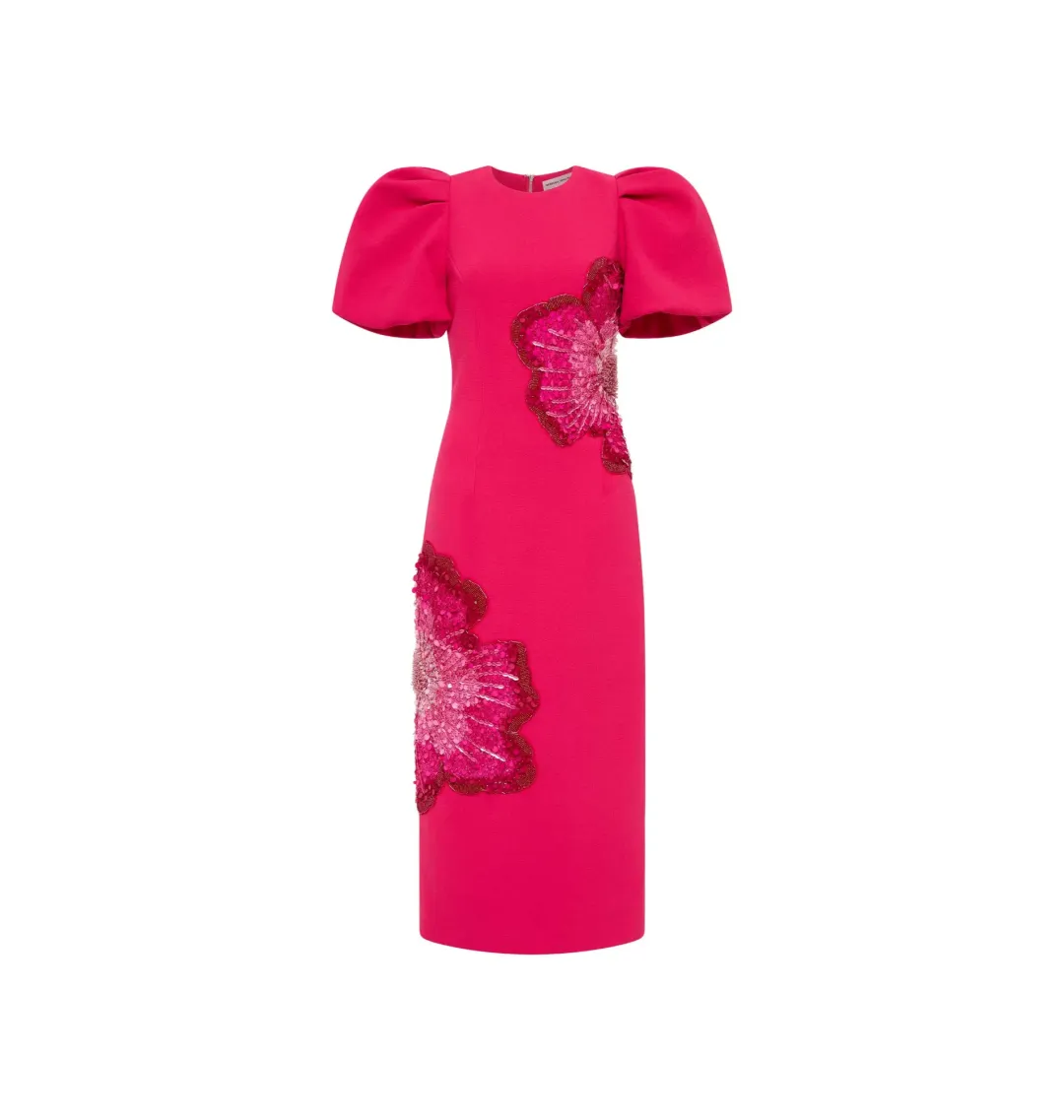 Rebecca Vallance Layana Midi Dress in Raspberry Size AU 12 for rent on The Volte - main image