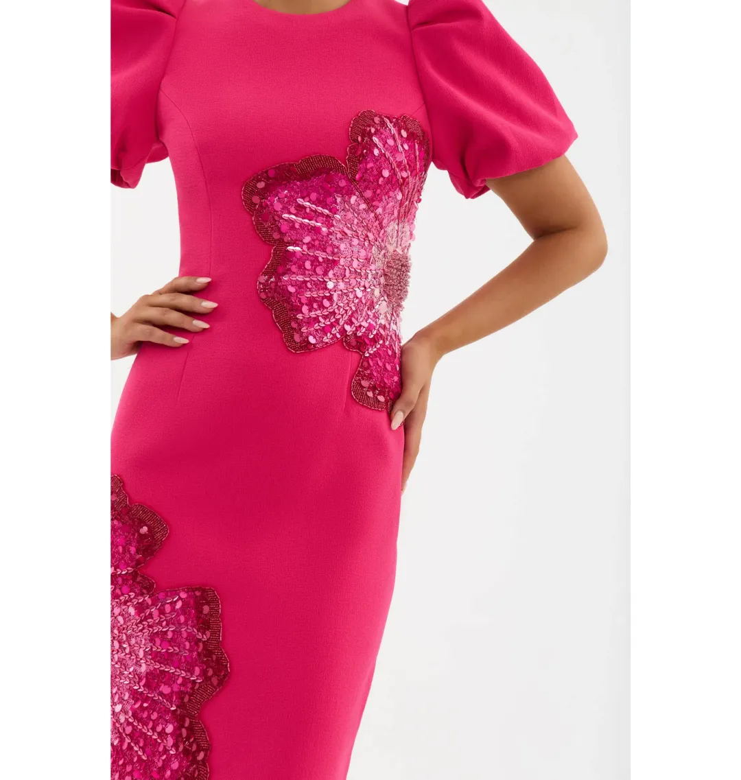 Rebecca Vallance Layana Midi Dress in Raspberry Size AU 12 for rent on The Volte - main image