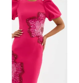 Rebecca Vallance Layana Midi Dress in Raspberry Size AU 12 for rent on The Volte - image 2