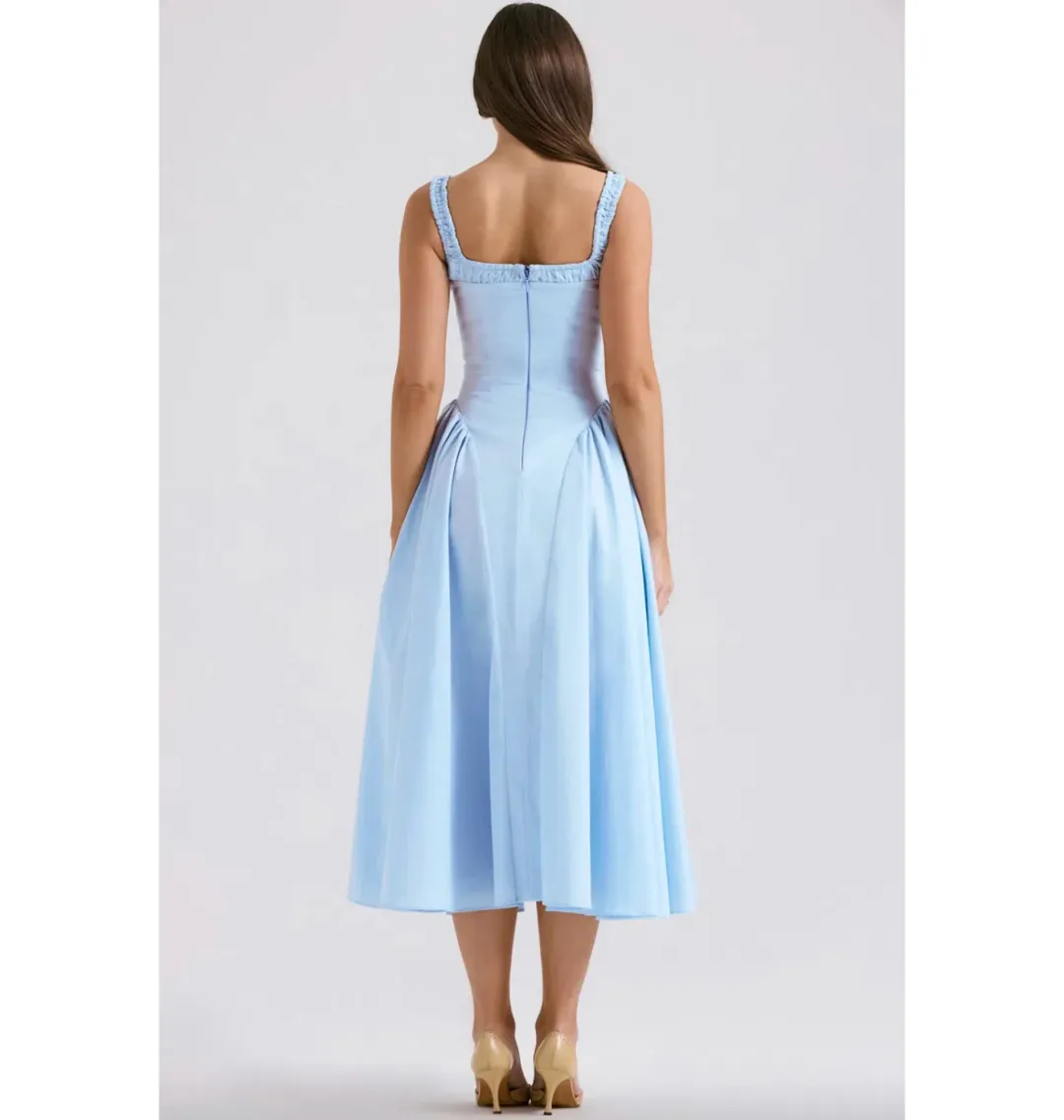 House of CB Dorothy Midi Sundress Italian Azure Size XS / AU 6 for rent on The Volte - main image