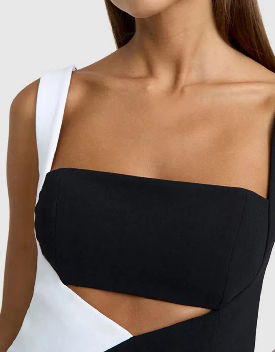 By Johnny Caterina Two Tone Curve Midi Dress Black/White Size AU 10 for rent on The Volte - main image