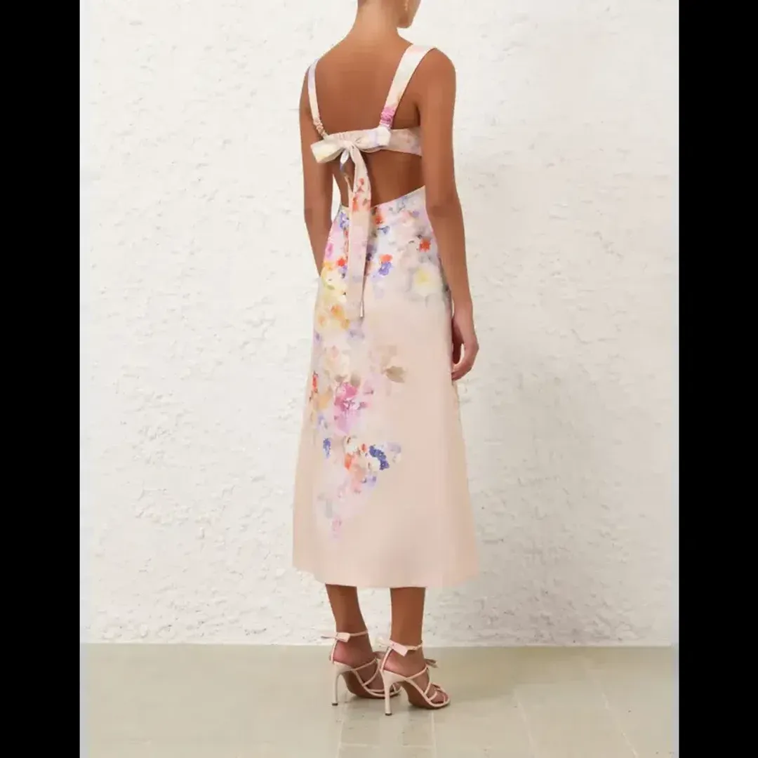 Zimmermann Crush Midi Dress in Multi Floral Size 1 / AU 10  for rent on The Volte - main image