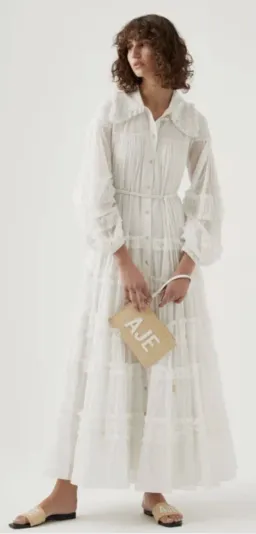 Aje Memento Tiered Midi Dress black & white Check Size AU 10 fit 14 for rent on The Volte - image 1