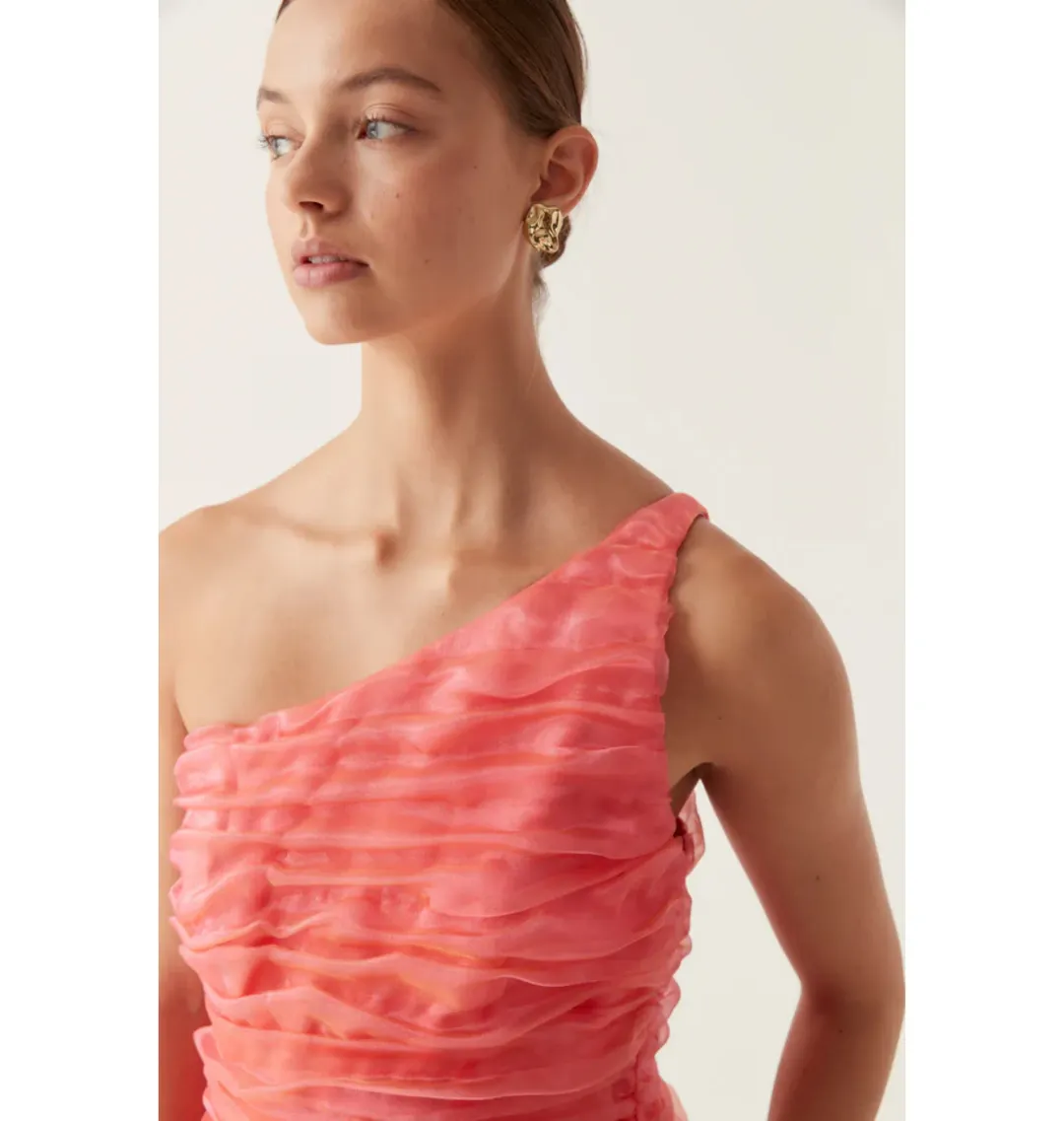 Aje Iridescent Mercury Mini Dress in Coral Size AU 8 for rent on The Volte - main image