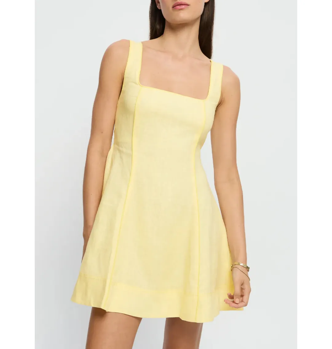 Kivari Jenna Strappy Mini Dress in Butter Yellow Size AU 10 for rent on The Volte - main image